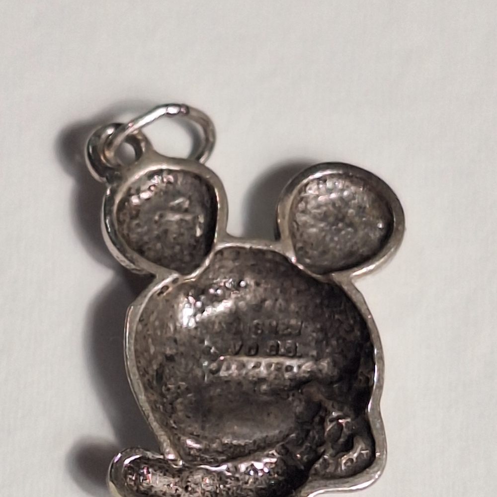 Vtg Sterling Silver Disney Mickey Mouse Face Head Pendant Charm .75" 1.83g - Picture 5 of 8